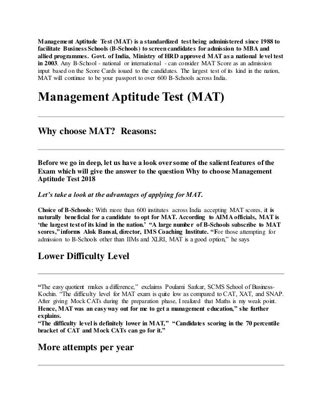 Management Aptitude Test