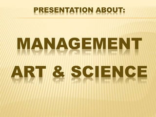 Management art and science
