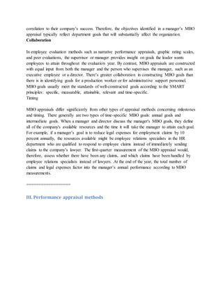 Management by objectives performance appraisal | DOCX