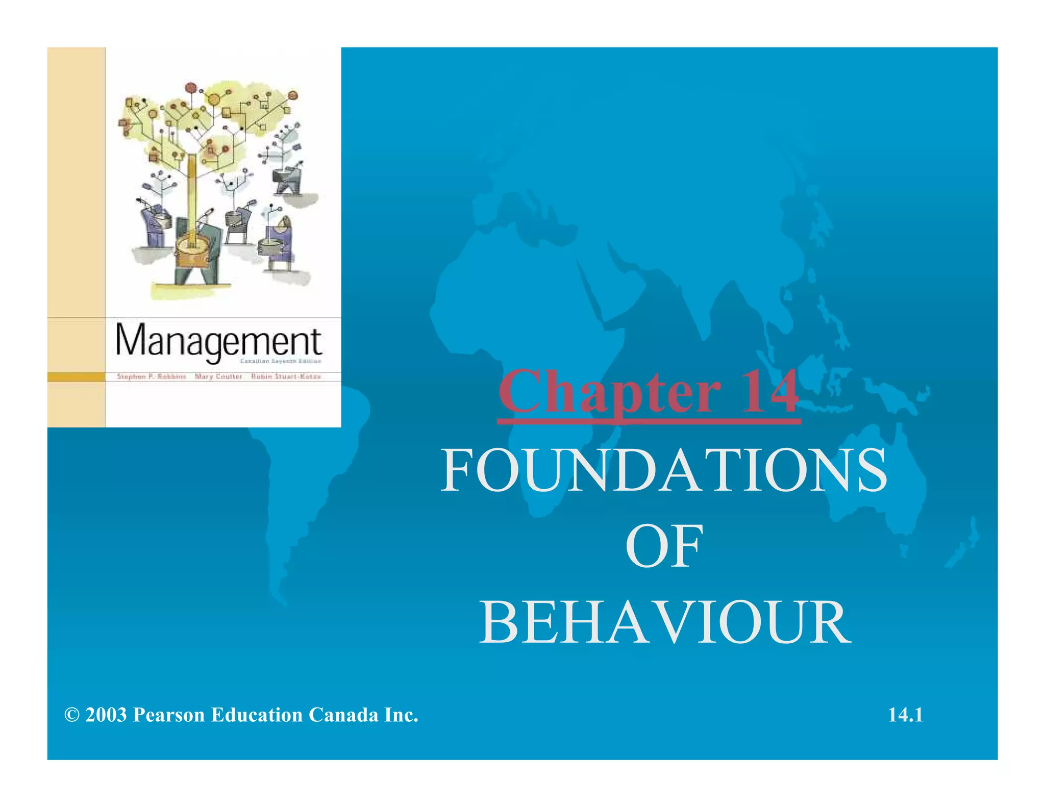Chapter 14
FOUNDATIONS
OF
BEHAVIOUR
© 2003 Pearson Education Canada Inc. 14.1
 