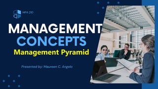 Presented by: Maureen C. Angelo
MPA 210
Management Pyramid
 