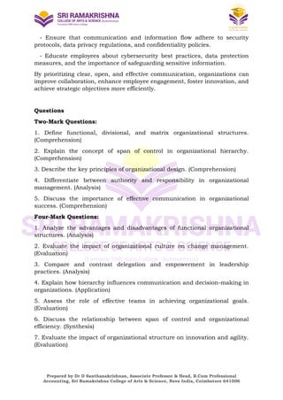 Management Concepts Study Material - Unit I to Unit III | PDF
