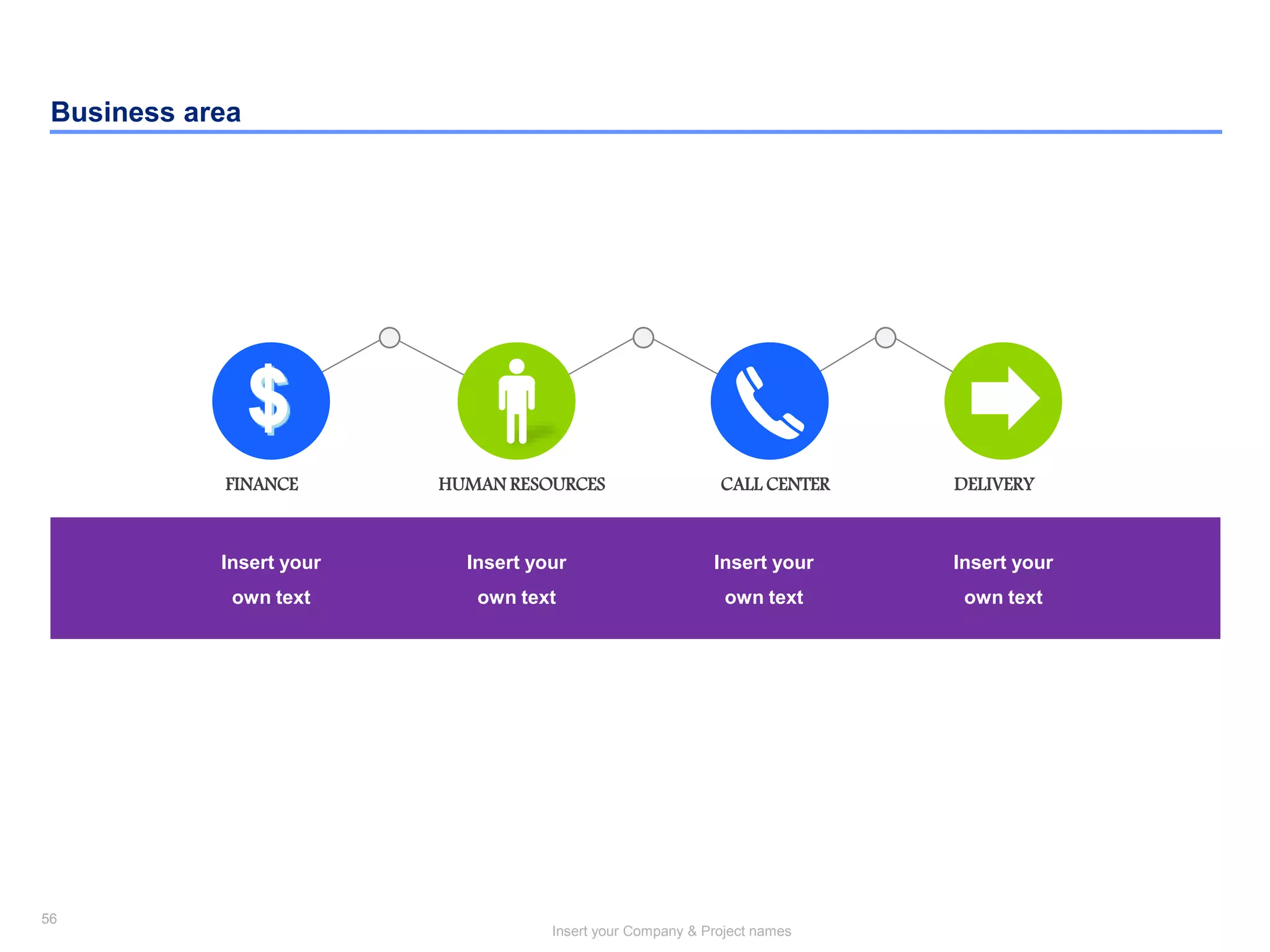 56
Insert your Company & Project names
56
Business area
Insert your
own text
Insert your
own text
Insert your
own text
Insert your
own text
 