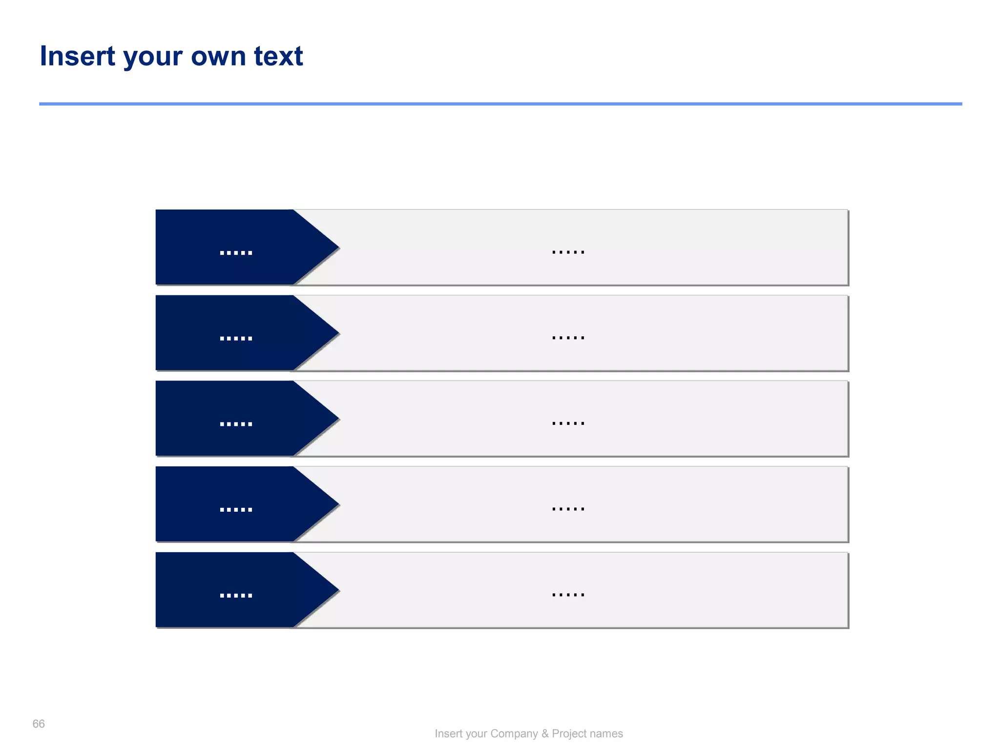 66
Insert your Company & Project names
66
Insert your own text
.....
.....
.....
.....
.....
.....
.....
.....
.....
.....
 