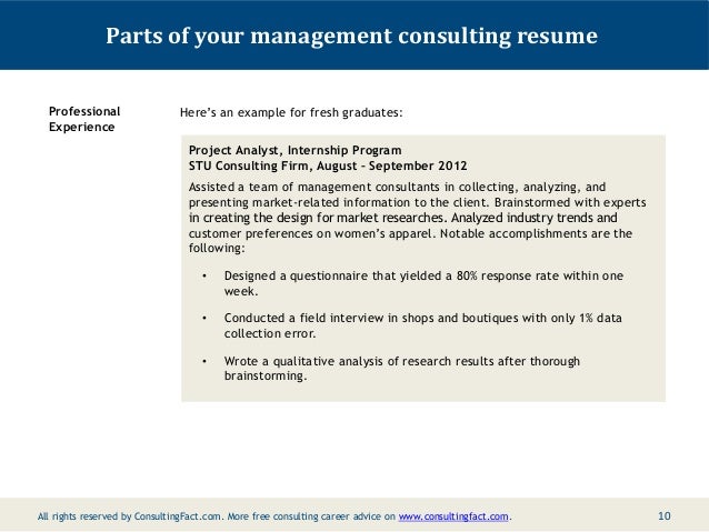 Sample resume for project consultant