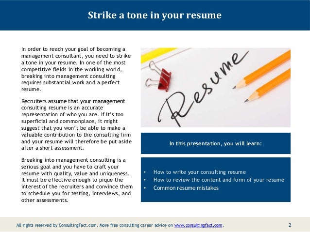 consulting firm resumes