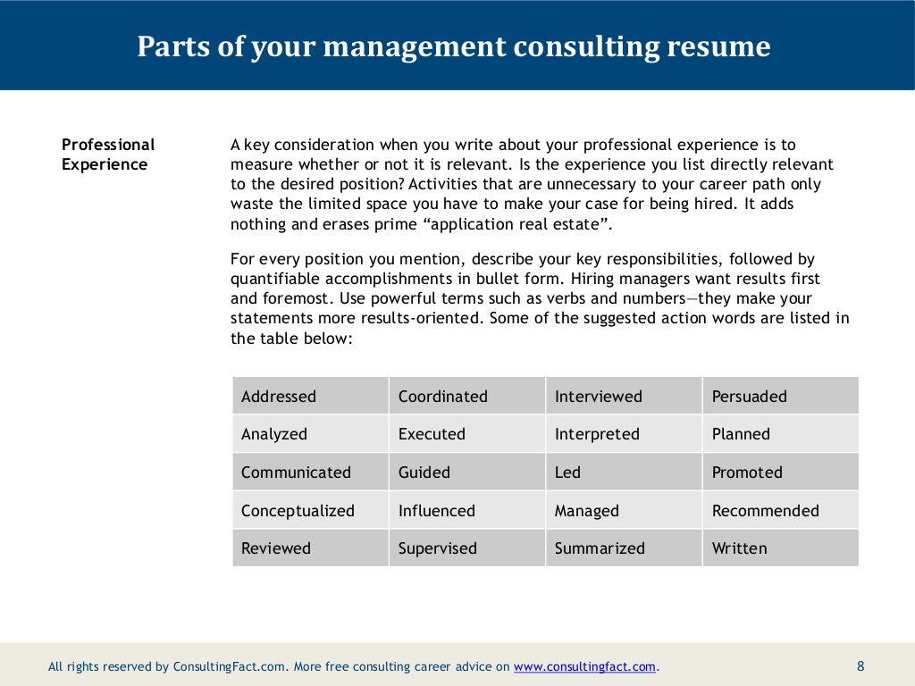 Management Consulting Resume Sample