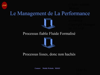 © Jean-Antoine
Moreau
copying and
reproduction
prohibited
Copyright Managed
by ADAGP.
JAM 99 /
Contact Mobile Website MOOC
Le Management de La Performance
Processus fiable Fluide Formalisé
Processus lisses, donc non hachés
 