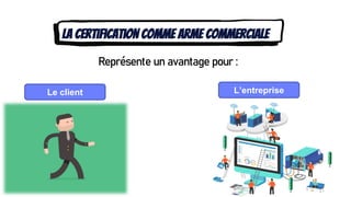 La certification comme arme commerciale
Le client L’entreprise
Représente un avantage pour :
 