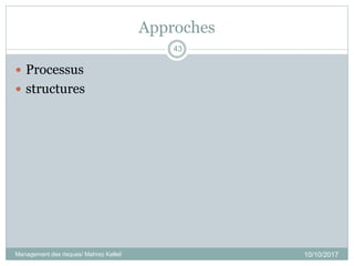 Approches
 Processus
 structures
10/10/2017Management des risques/ Mahrez Kallel/
43
 