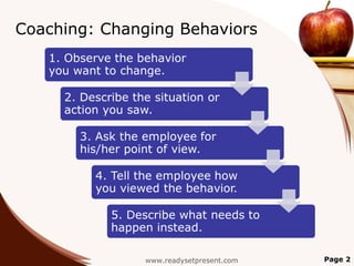 Coaching: Changing Behaviors




               www.readysetpresent.com   Page 2
 