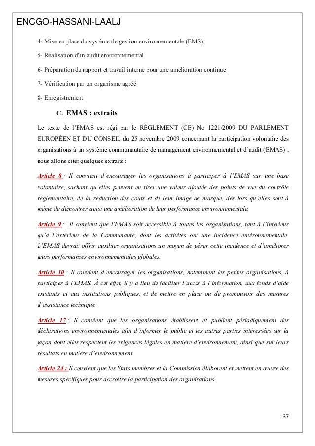 Management Environnemental Dans Le Cadre De L Audit Qualite