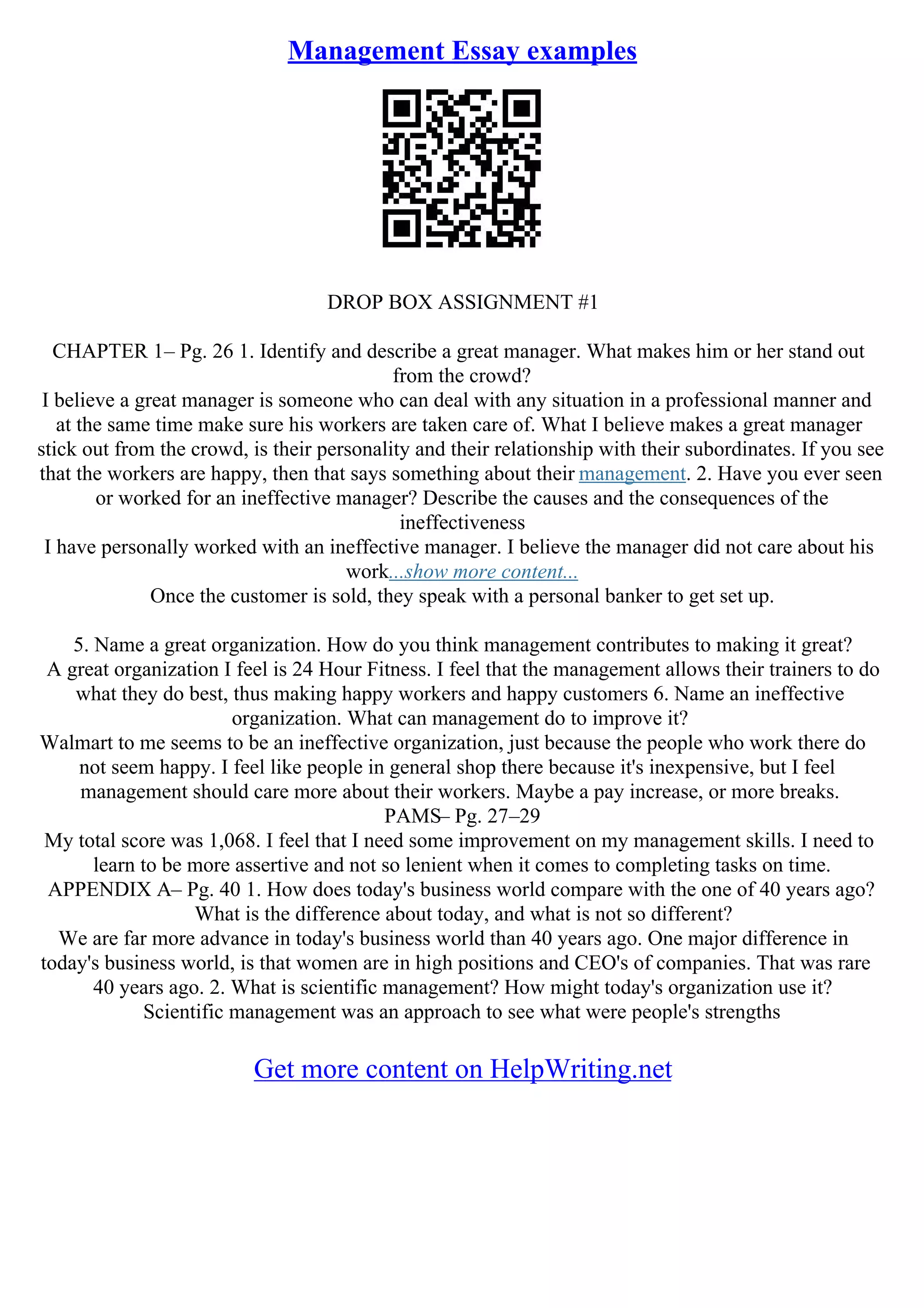 Management Essays | PDF