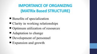 IMPORTANCE OF ORGANIZING
(MATRix Based STRUCTURE)
 