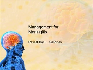 Management for Meningitis Reynel Dan L. Galicinao 