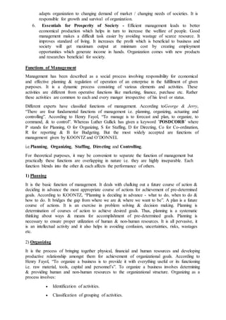 Management function notes by Malay Ghosh | DOC