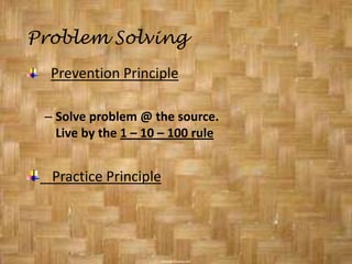 Decision Making SkillSimple tips:   - get all the facts   - weigh   - decide   -  actAbility to solve problems that will benefit enterprise. Also ability to design a workable solution to the problems and to avoid them in futurePost Implementation:   - monitor   - verify results   - document   -  celebrate success
