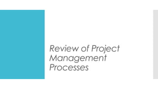 Review of Project
Management
Processes
 