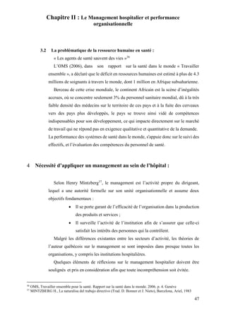 Chapitre II : Le Management hospitalier et performance
organisationnelle
47
3.2 La problématique de la ressource humaine e...