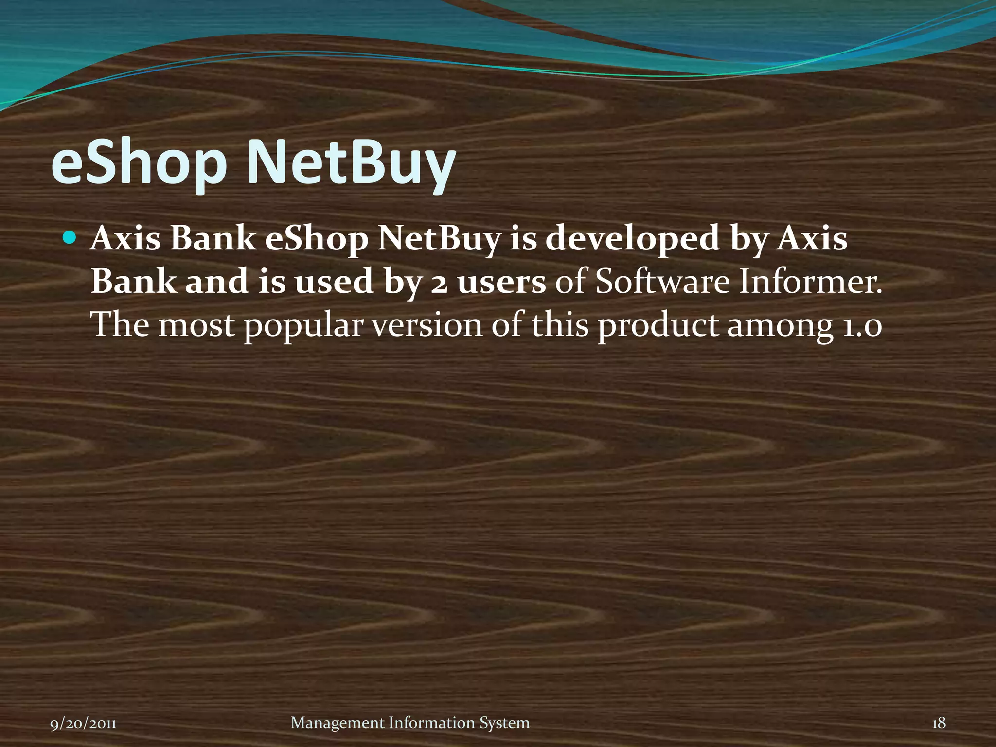 Customer Identification9/20/2011Management Information System9In Standard Chartered bank there is their own information management named software “Virses”is working which is connected to NADRA. So if any new client wants to open an account in thebank the system automatically send a request to NADRA to check and verify the customer IDnumber. Which helps the management to identify whether he/she is using his original ID card or not