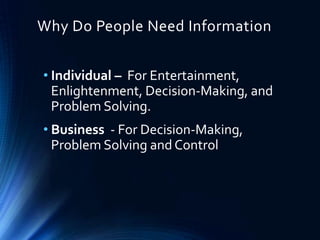 Management information system (MIS)
