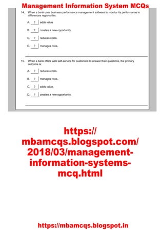 Management Information System MCQs | MIS MCQs | PDF