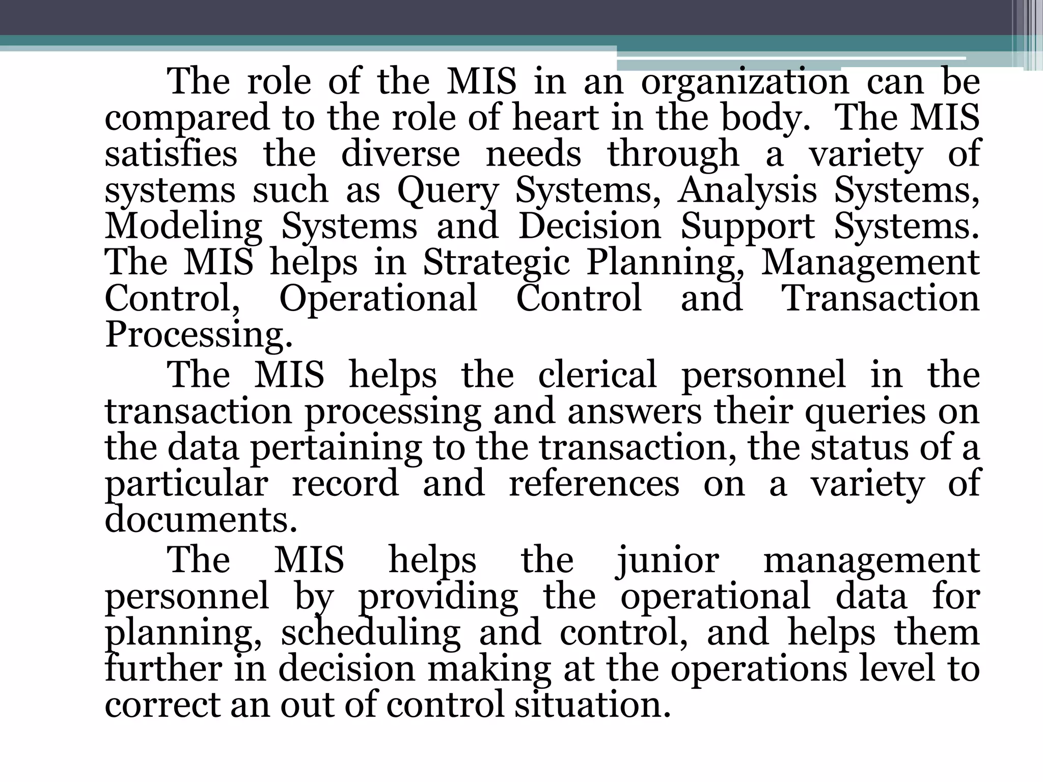 Management information system ( MIS ) | PPTX
