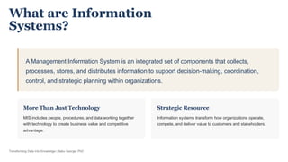Management Information Systems: Transforming Data into Knowledge for ...