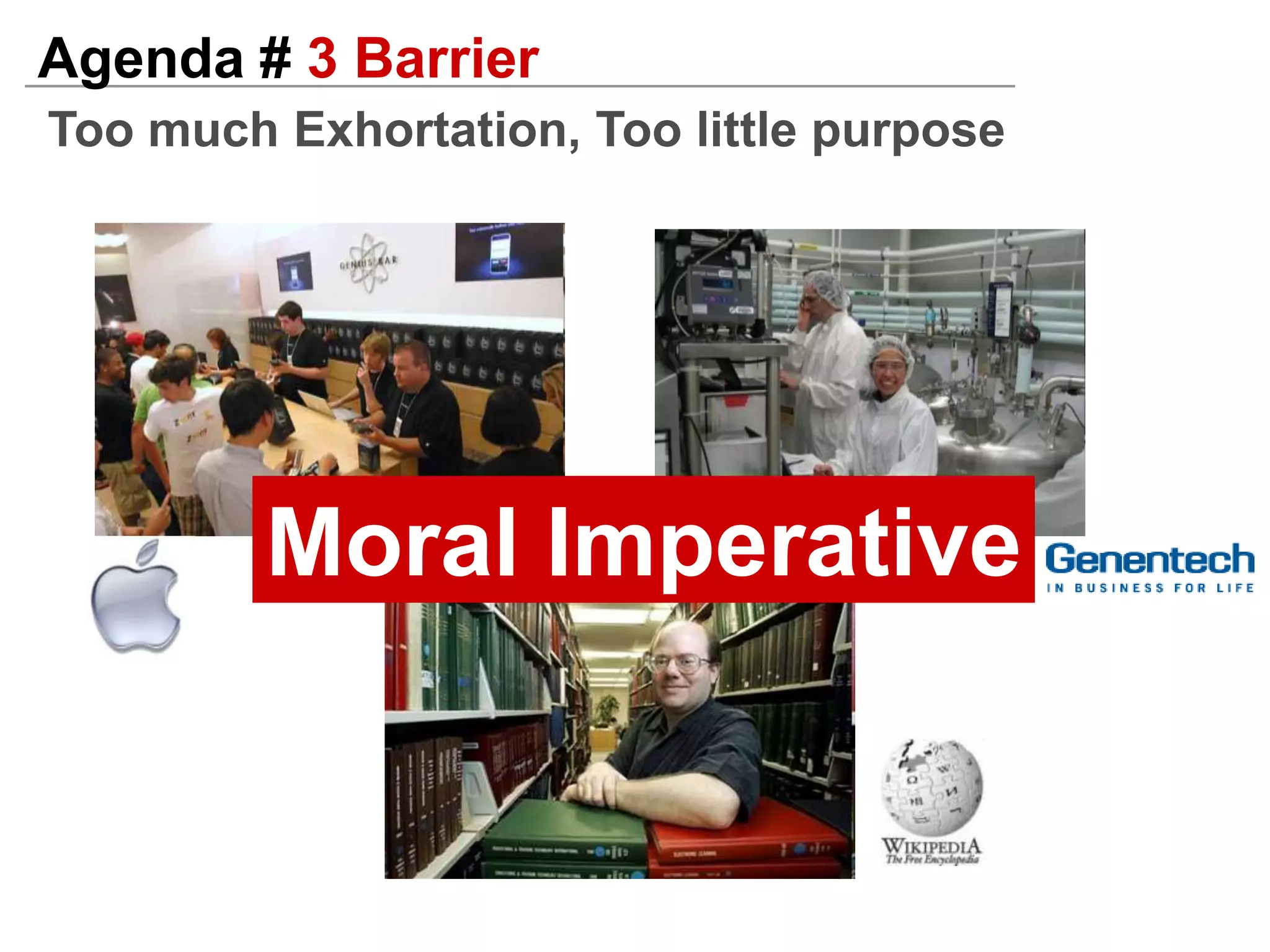 Agenda # 2 BarrierDrag of old mental modelsBiz model ChallengeStill step in the old successInvented model like my son