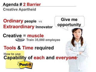 Agenda # 1 BarrierAllocation RigidityLegacy program (what is)Initiative (what could be)Resist to allocateRegardless of how attractiveWhy disproportion1 Monopsony2 Allocation process VCs vsLarge company