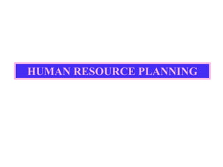 HUMAN RESOURCE PLANNING
 