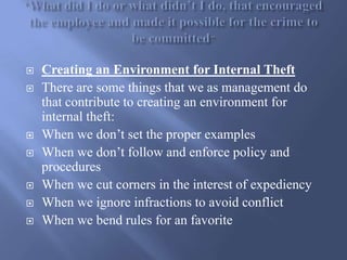 Management Internal Theft Workshop[1] | PPTX