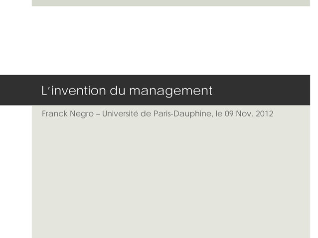 L'invention du management | PPT