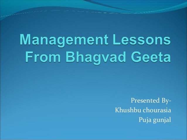 research paper on management lessons from bhagavad gita