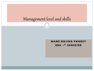 NAME-ROJINA PANDEY
BBA 1ST SEMESTER
Management level and skills
 