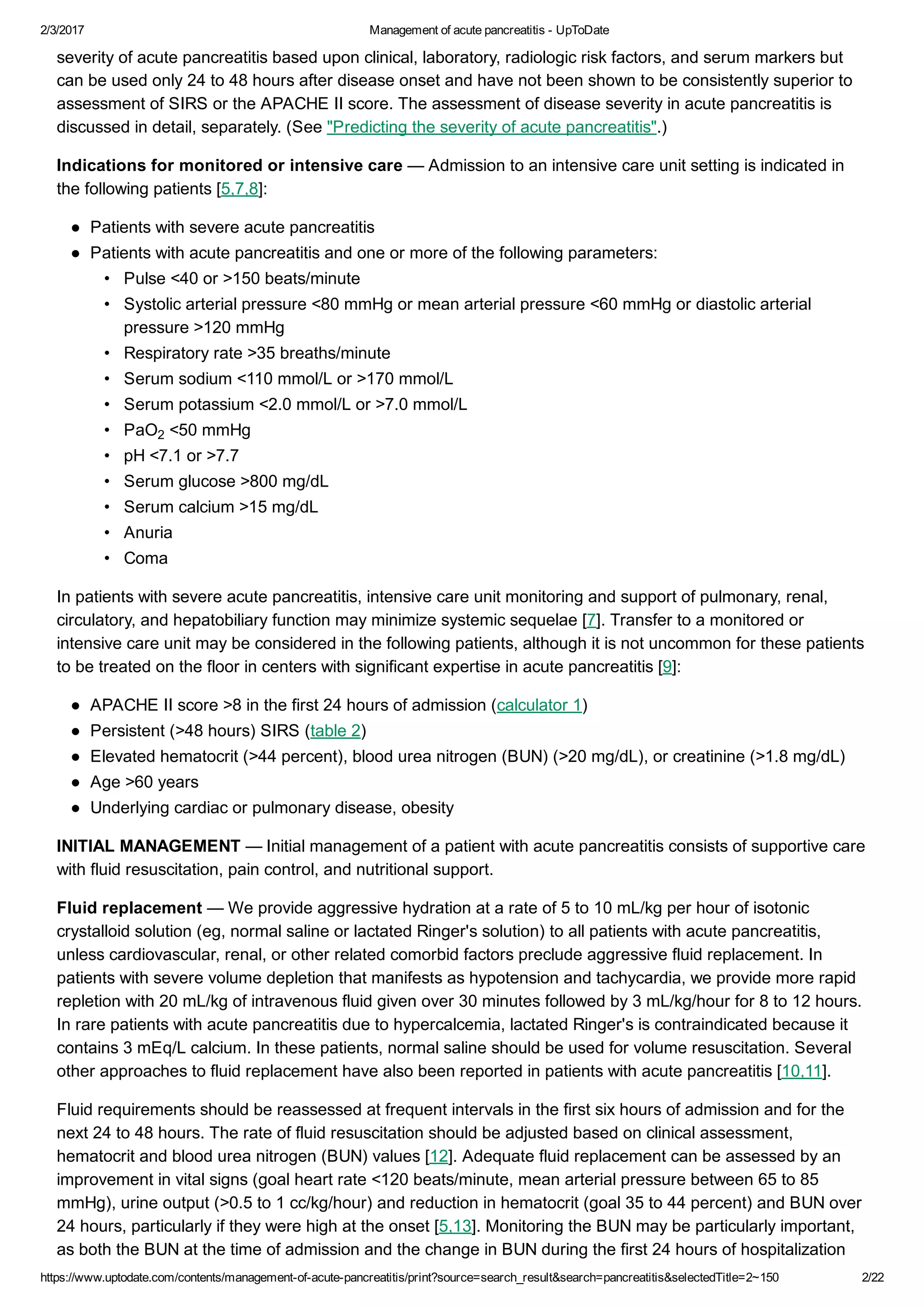 Management of acute pancreatitis up todate | PDF