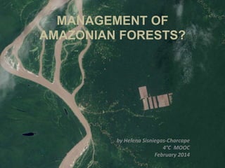 MANAGEMENT OF
AMAZONIAN FORESTS?

by Helena Sisniegas-Charcape
4°C MOOC
February 2014

 