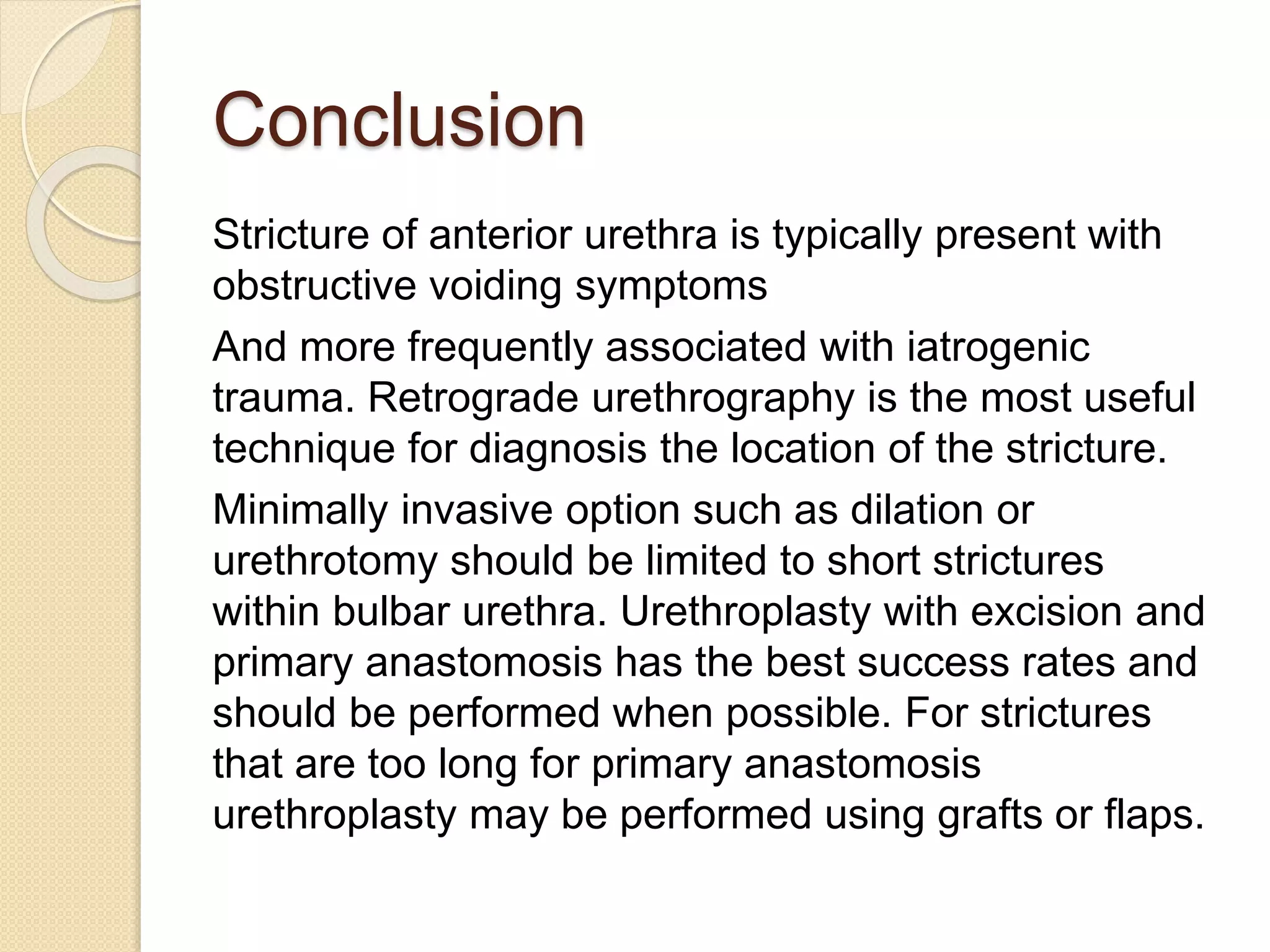 Management of anterior urethral stricture by AUA 2014 | PPTX