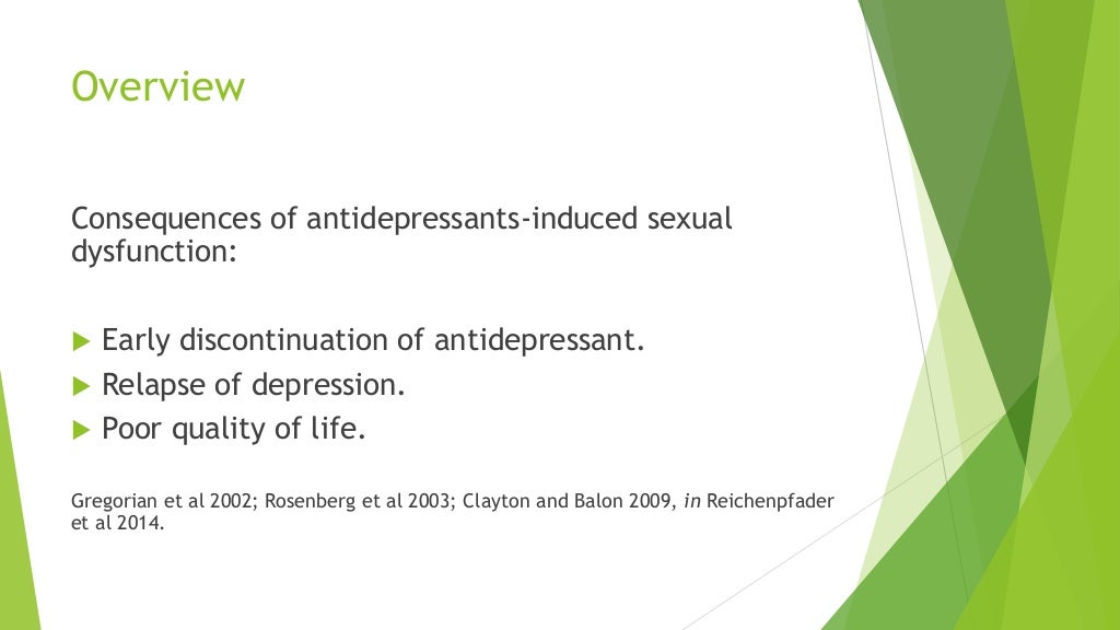 Management of antidepressant induced sexual dysfunction