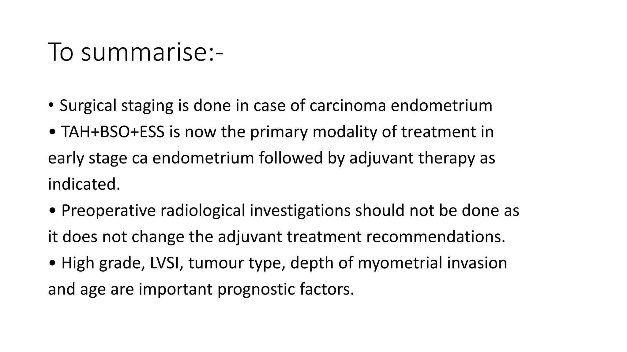 Management of ca endometrium