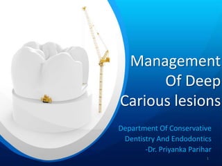 Management
Of Deep
Carious lesions
Department Of Conservative
Dentistry And Endodontics
-Dr. Priyanka Parihar
1
 