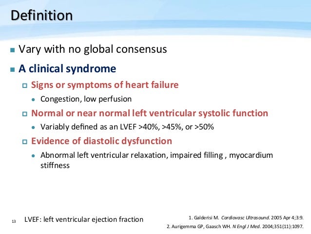 low normal lv function ef 50% Management of diastolic heart failure