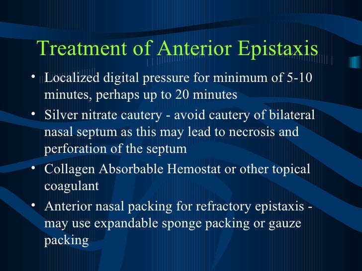 Management Of Epistaxis Goal Is Control