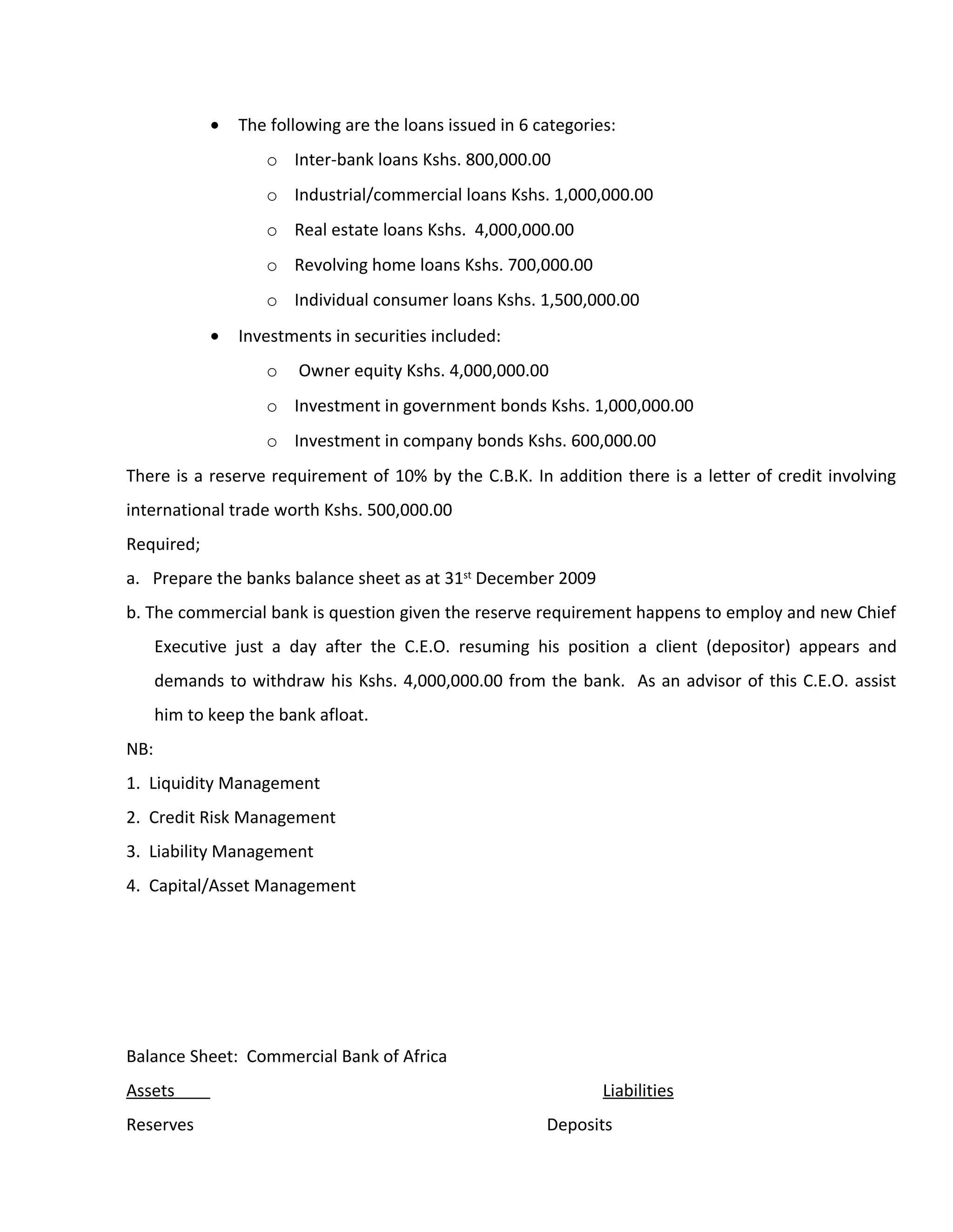 Management of financial institutions | RTF