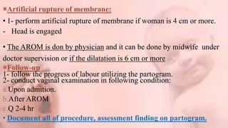 Management of first stage labour | PPTX