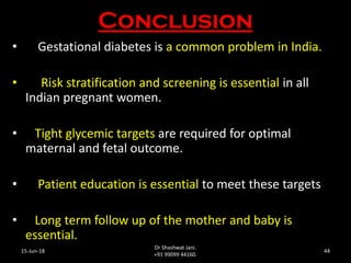 MANAGEMENT OF GESTATIONAL DIABETES MELLITUS BY DR SHASHWAT JANI | PDF