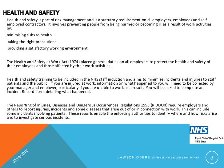 Management Of Health And Safety NHS Royal Bath