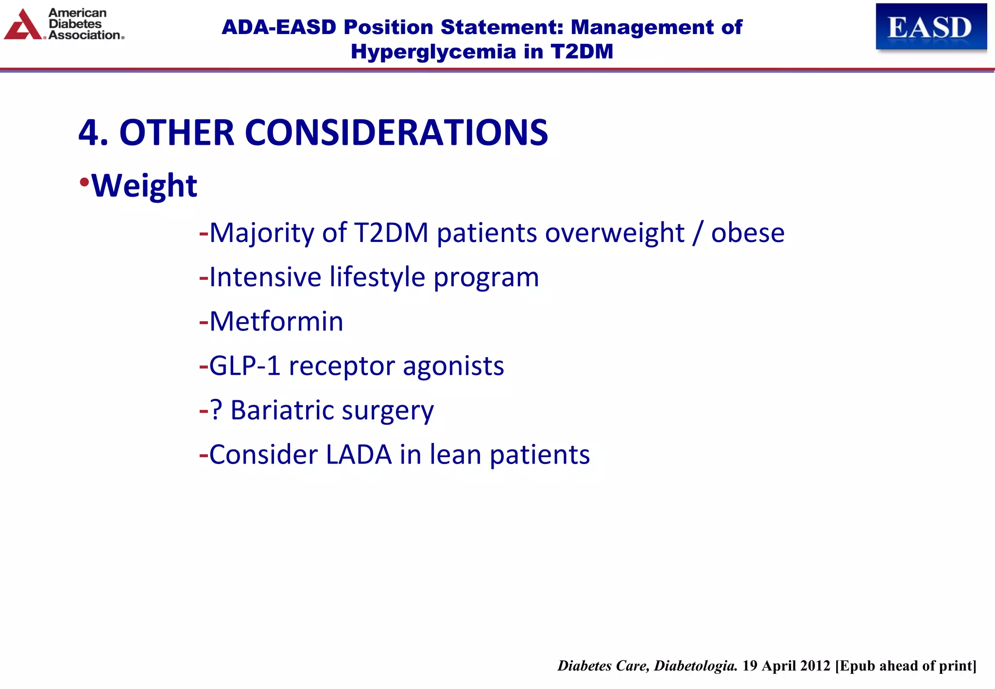 ADA EASD Management of hyperglycemia in type 2 | PPT