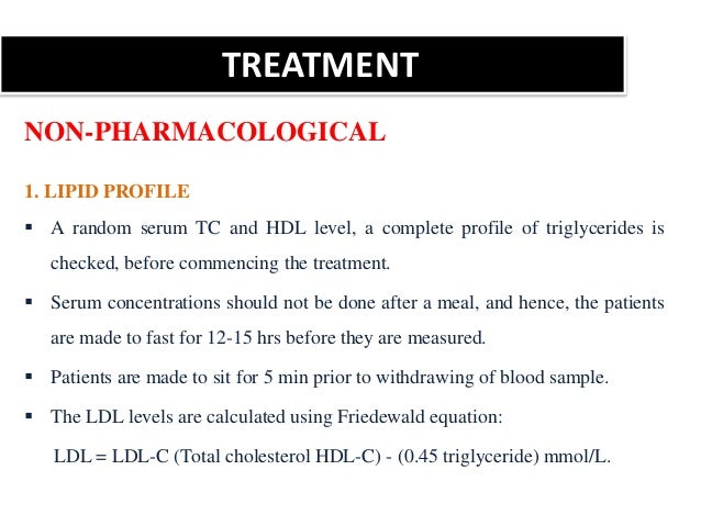 management of hyperlipidemia friedewald equation