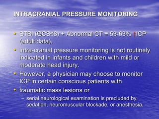 Management of Intercranial Pressure